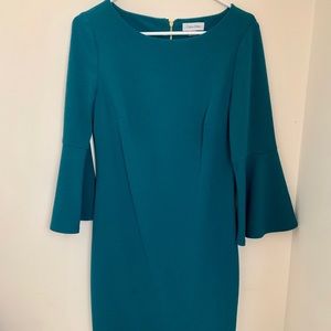 Calvin Klein Teal Bell Sleeve Dress